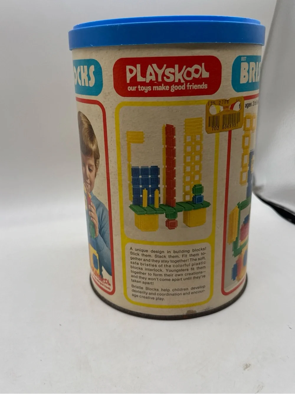 Bristle Blocks Vintage 1975 Deluxe Set Complete 64 Pieces Playskool Toys Caniste